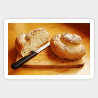 White Swirl Bread Loaf with Knife Sticker